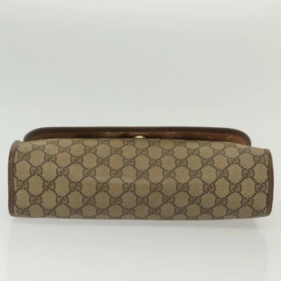 GUCCI GG Supreme Web Sherry Line Clutch Bag PVC Beige 156 01 031 Auth 139574 - Picture 7 of 16